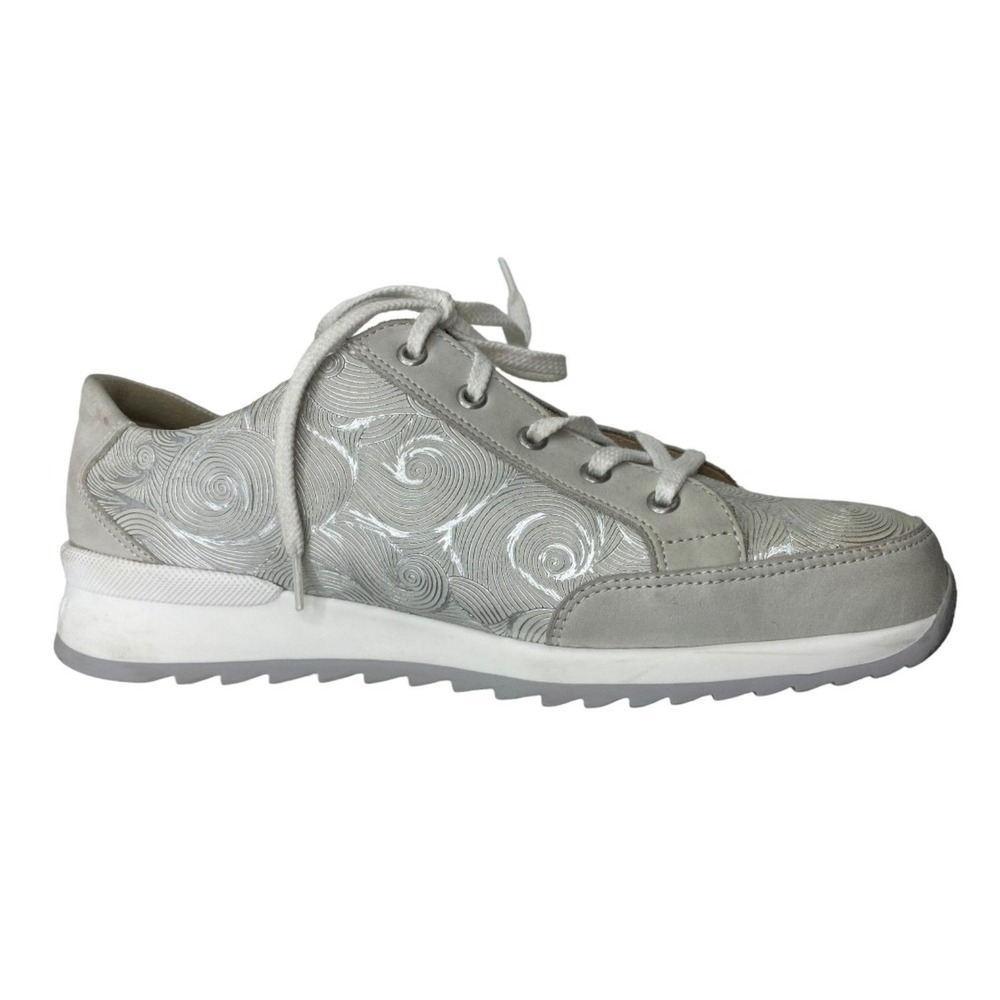 Finn Comfort Womens 6.5 Silver Swirl Leather Lace‎ Up Walking Sneakers Germany - Picture 11 of 15